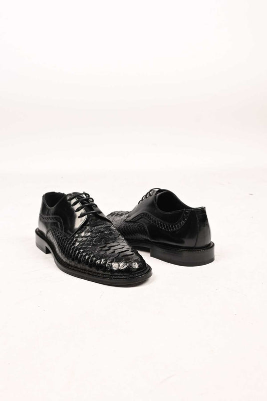 Bestello Lace-Up Classic Genuine Python Leather Shoes with Leather Sole 333-22264 Men's Shoes