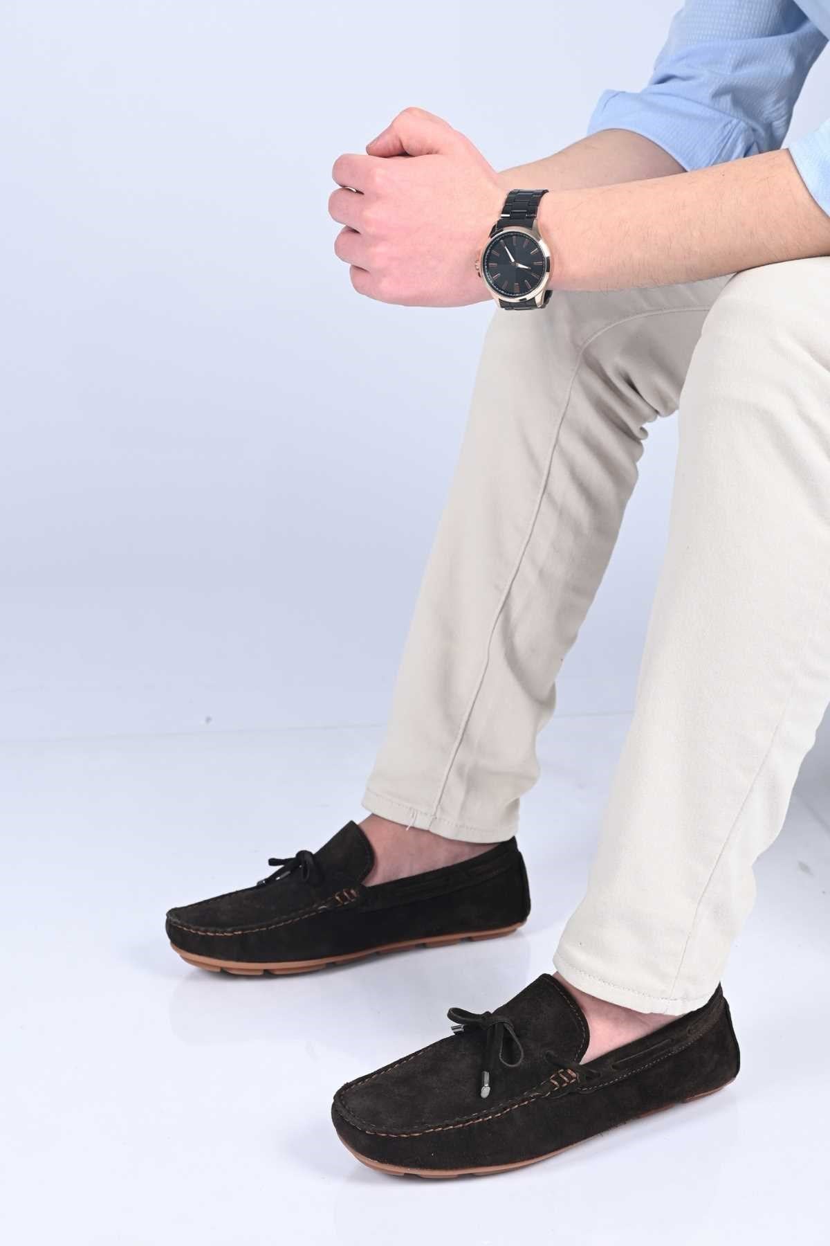 Bestello Slip-On Loafers with Bow, Polyurethane Sole, Genuine Leather, 028-1041 Men's Shoes