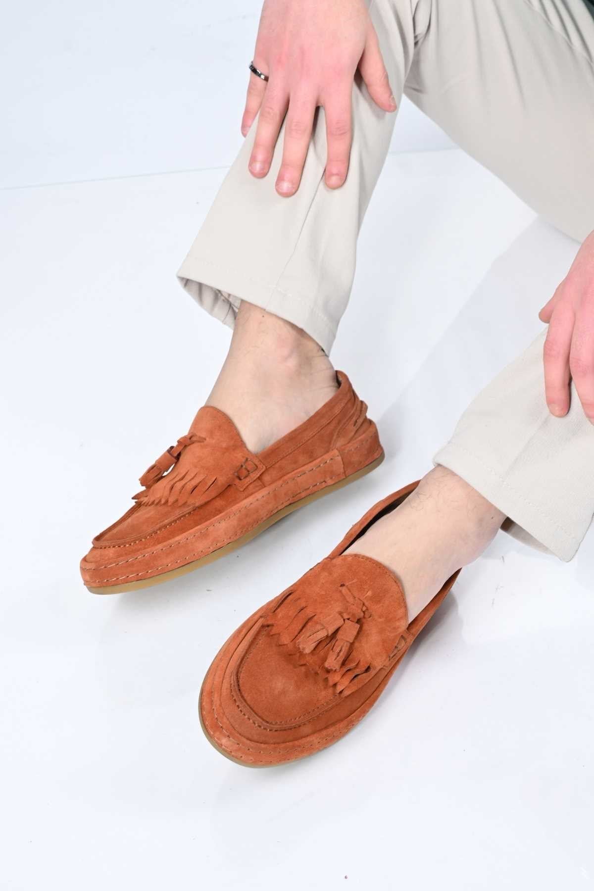 Bestello Laceless Tassel Genuine Leather Loafer with Rubber Sole 174-302 Men's Shoes