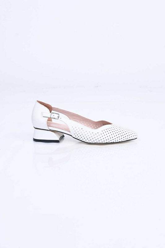 Bestello Genuine Leather Pointed-Toe Shoes with Studded Neolite Sole and Thick Heel 339-330 Women's Shoes