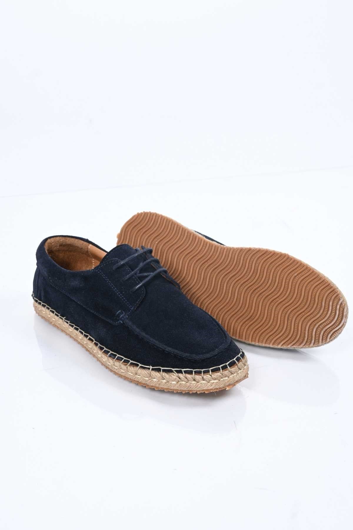 Bestello Lace-Up Rubber Sole Genuine Leather Loafers with Woven Detail 333-1893 Men's Shoes