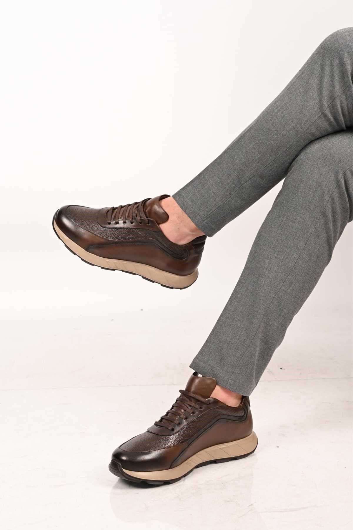 Bestello Lace-Up Genuine Leather Sneakers with EVA Sole 172-64156 Men's Shoes