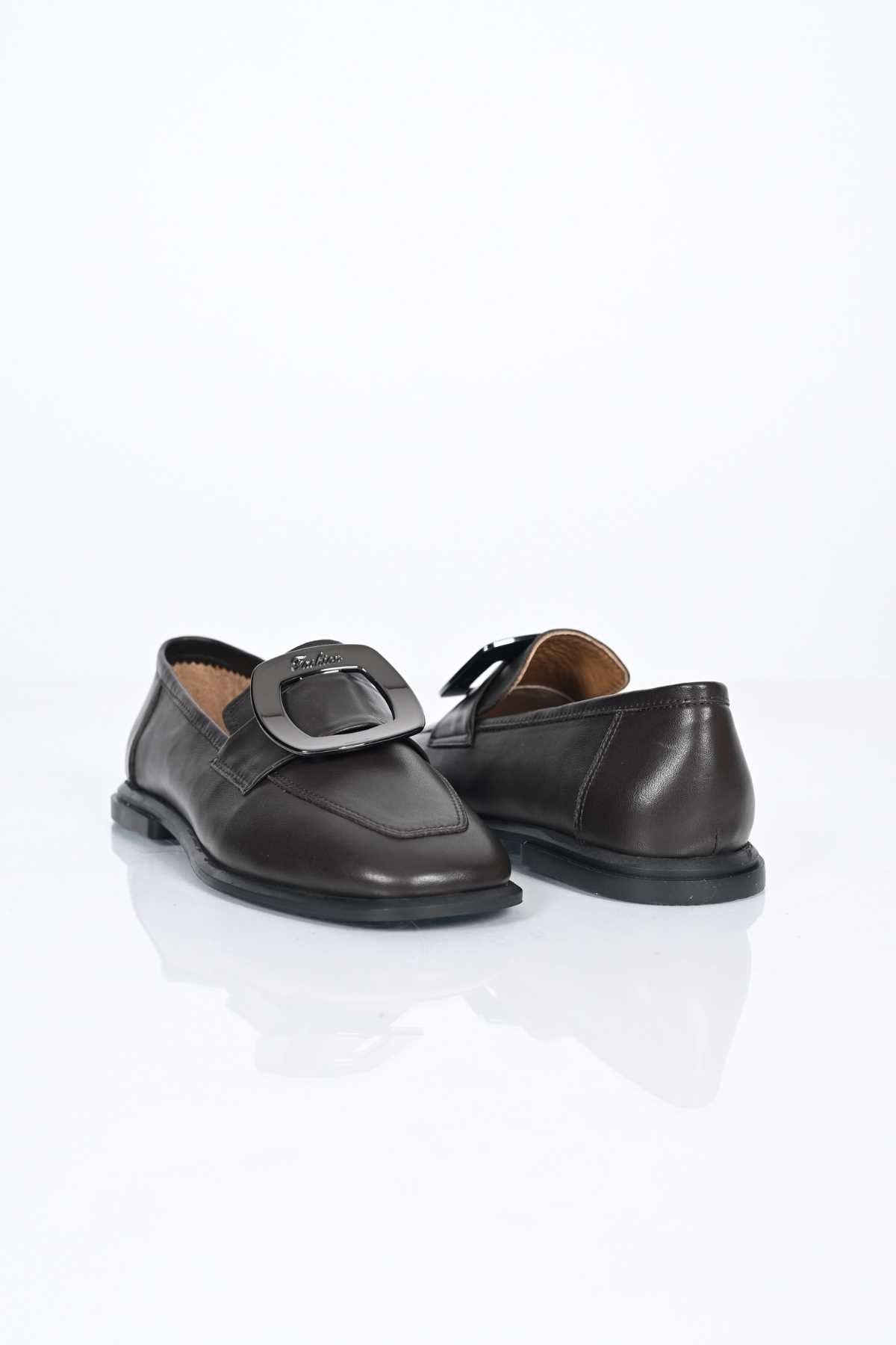 Bestello Genuine Leather Loafer with Buckle, Slip-On, TPU Sole 332-25050 Women's Shoes