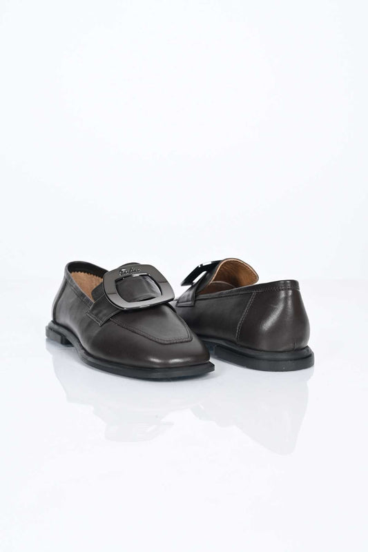 Bestello Genuine Leather Loafer with Buckle, Slip-On, TPU Sole 332-25050 Women's Shoes