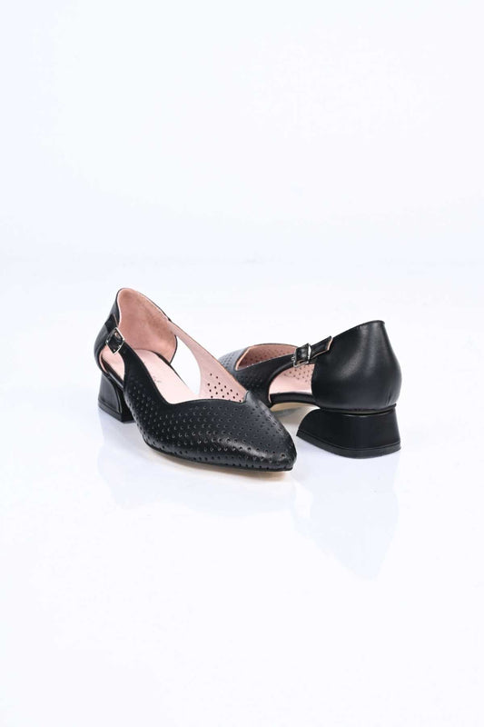 Bestello Genuine Leather Pointed-Toe Shoes with Studded Neolite Sole and Thick Heel 339-330 Women's Shoes