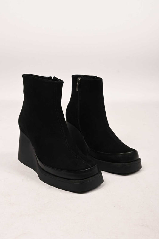Bestello Slip-On Zip-Up Genuine Leather Wedge Heel Boots with Thermo Sole 336-01196 Women's Boots
