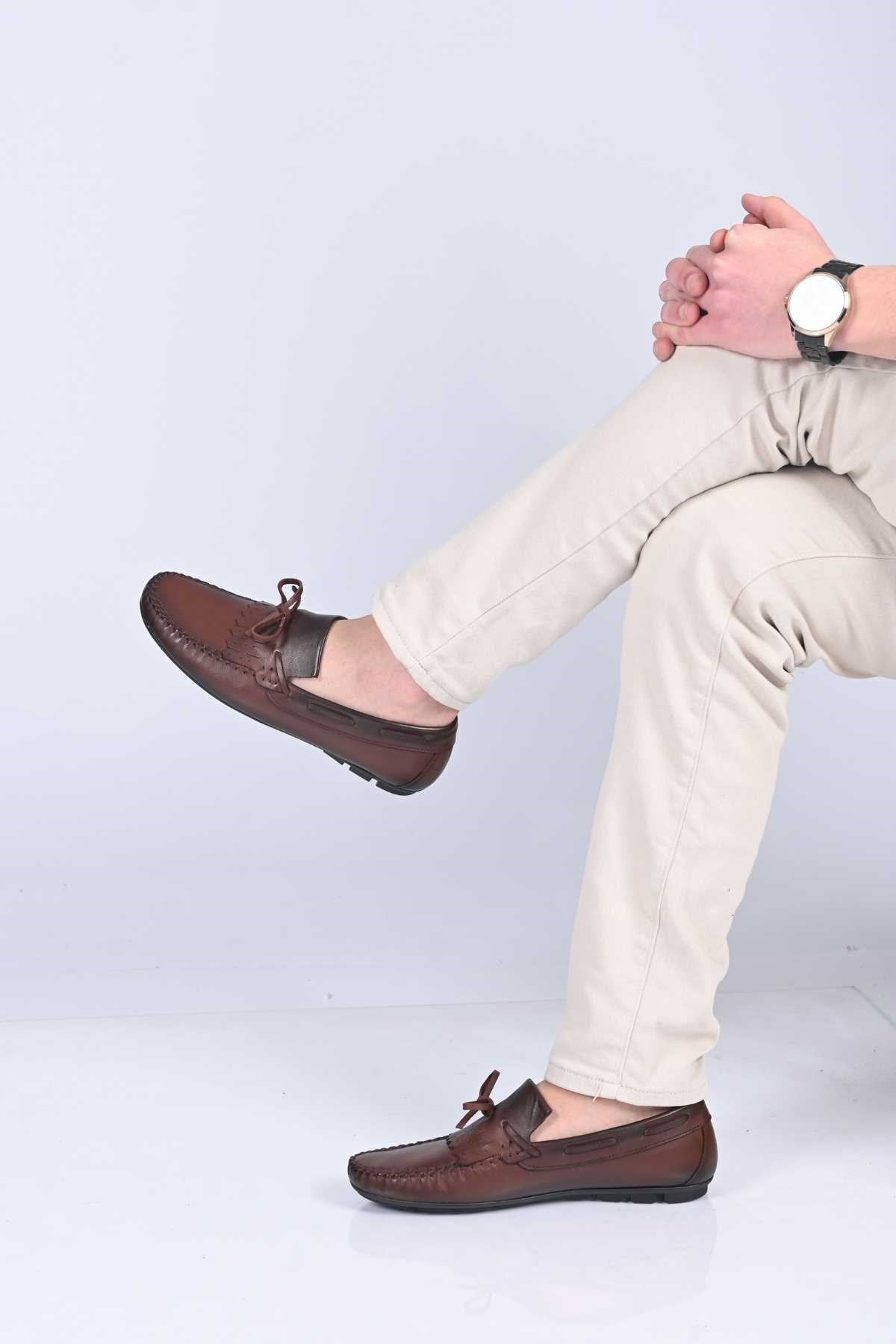 Bestello Slip-On Loafers with Bow, Genuine Leather, Polyurethane Sole, Model 028-2060-26Y Men's Shoes