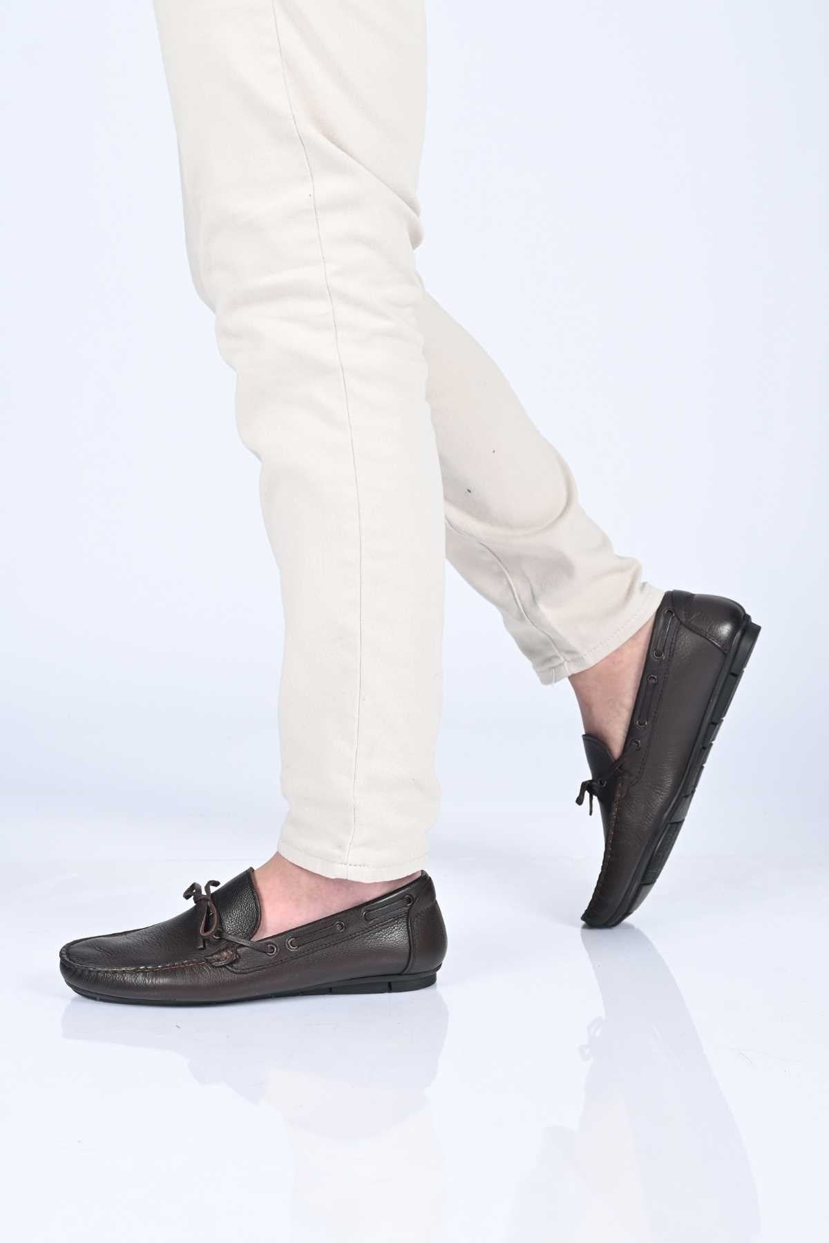 Bestello Men's Genuine Leather Loafers with Bow, Slip-On, Polyurethane Sole, Model 028-2088-26Y