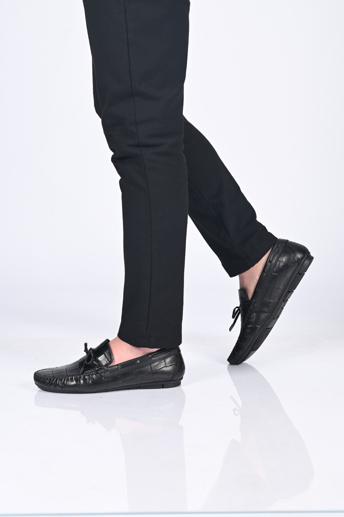 Bestello Slip-On Loafers with Bow, Genuine Leather, Polyurethane Sole, Model 028-2068-26Y Men's Shoes