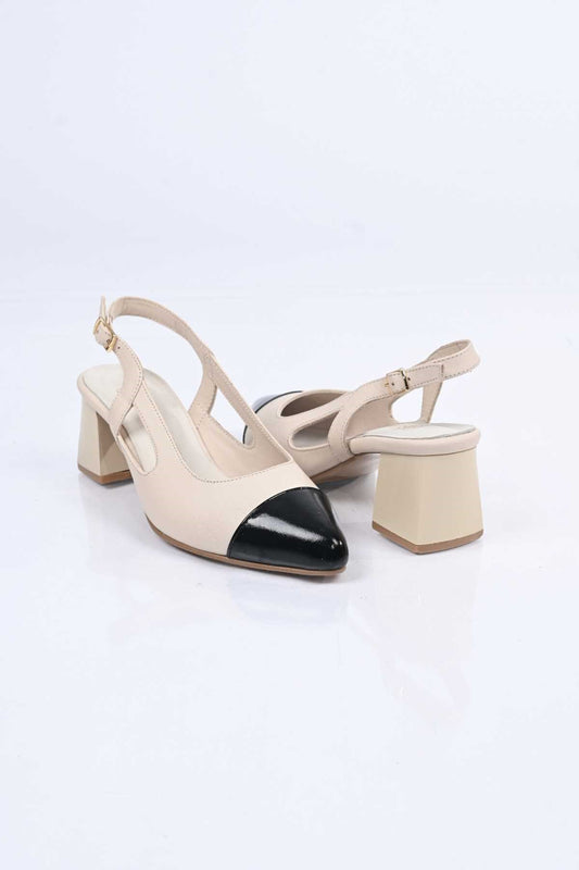Bestello Genuine Leather Backless Chunky Heel Shoes with Neolite Sole, Slip-On, Women's Shoes 342-535