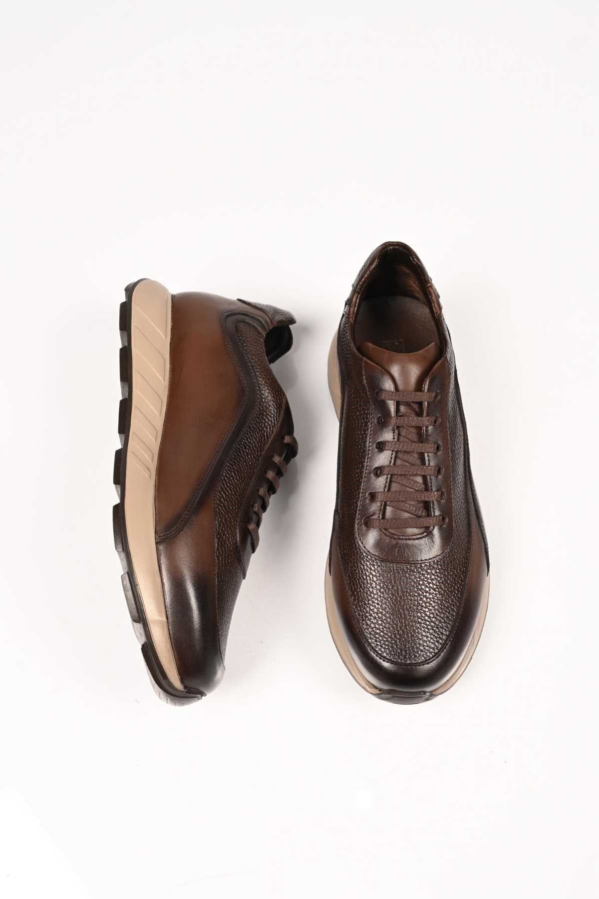Bestello Lace-Up Genuine Leather Sneakers with EVA Sole 172-64156 Men's Shoes