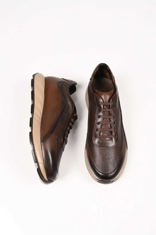 Bestello Lace-Up Genuine Leather Sneakers with EVA Sole 172-64156 Men's Shoes