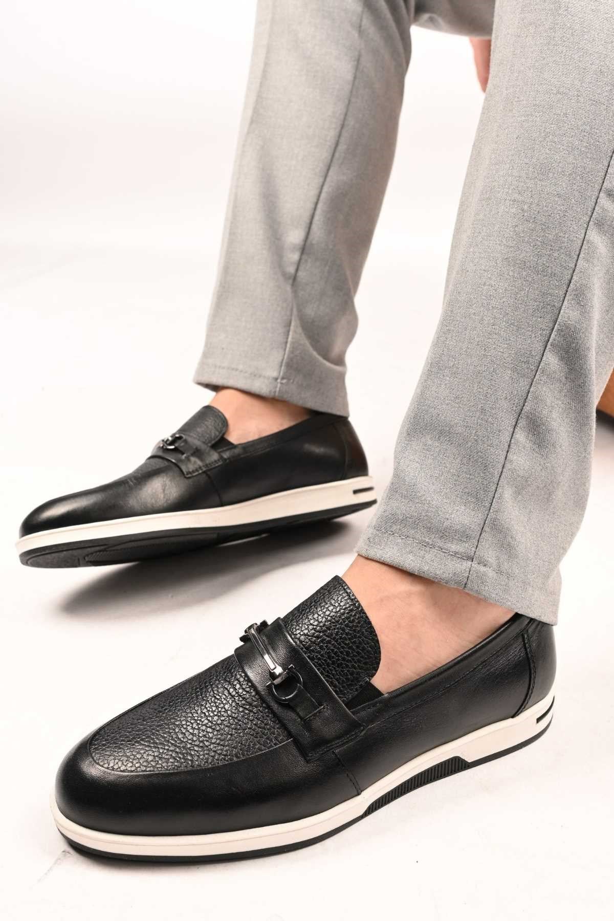 Bestello Slip-On Buckle Loafers with Thermo Sole Genuine Leather 333-5582 Men's Shoes