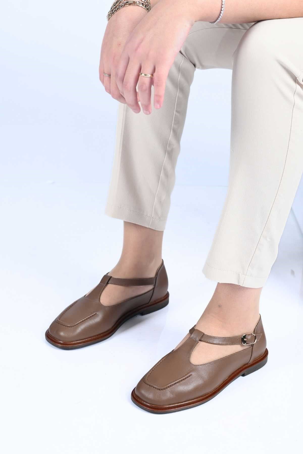 Bestello Women's Genuine Leather Everyday Slip-On Shoes with Belt Buckle Detail and Jurdan Sole 332-26121