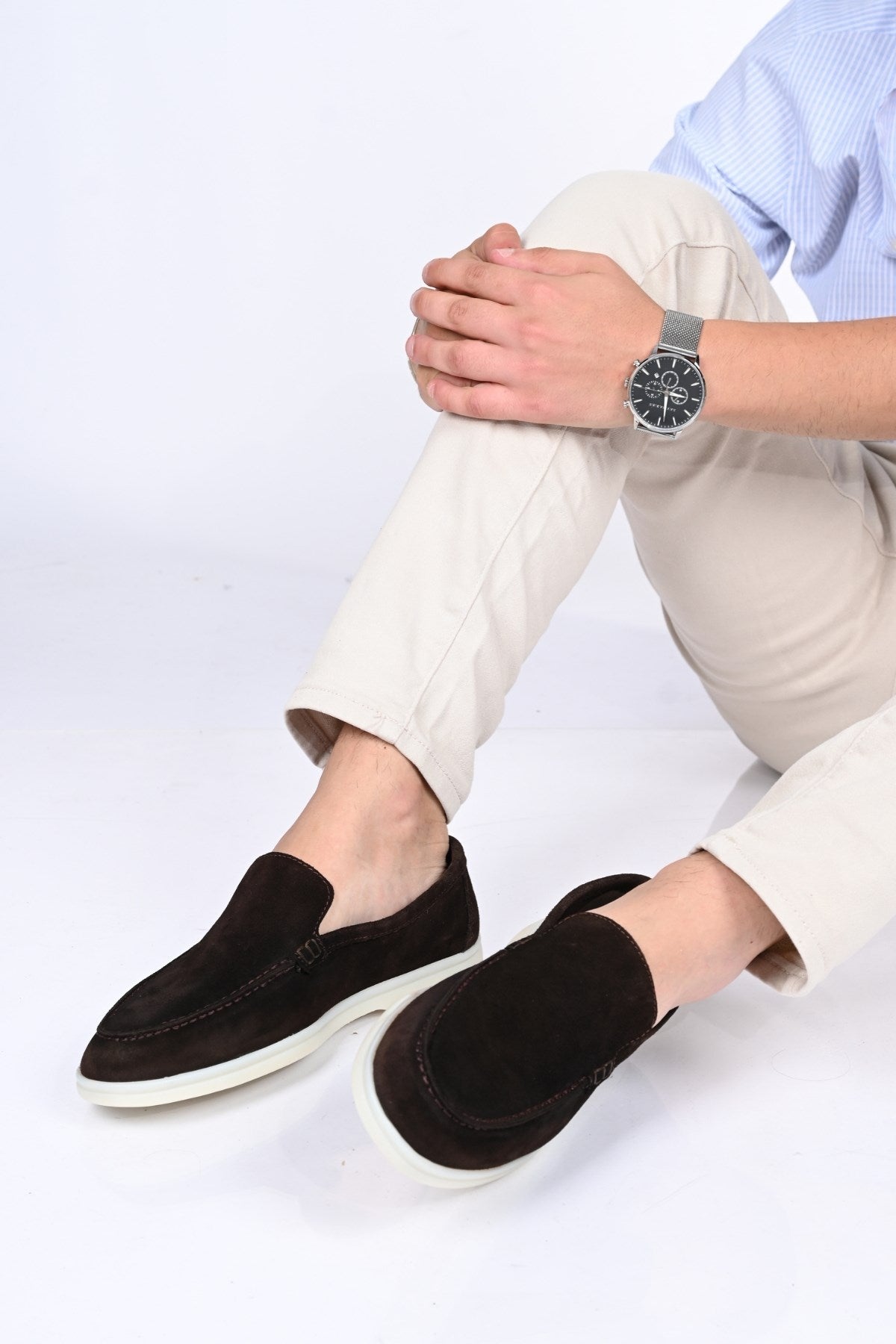 Bestello Slip-On Genuine Leather Loafers with Rubber Sole 028-2000 Men's Shoes