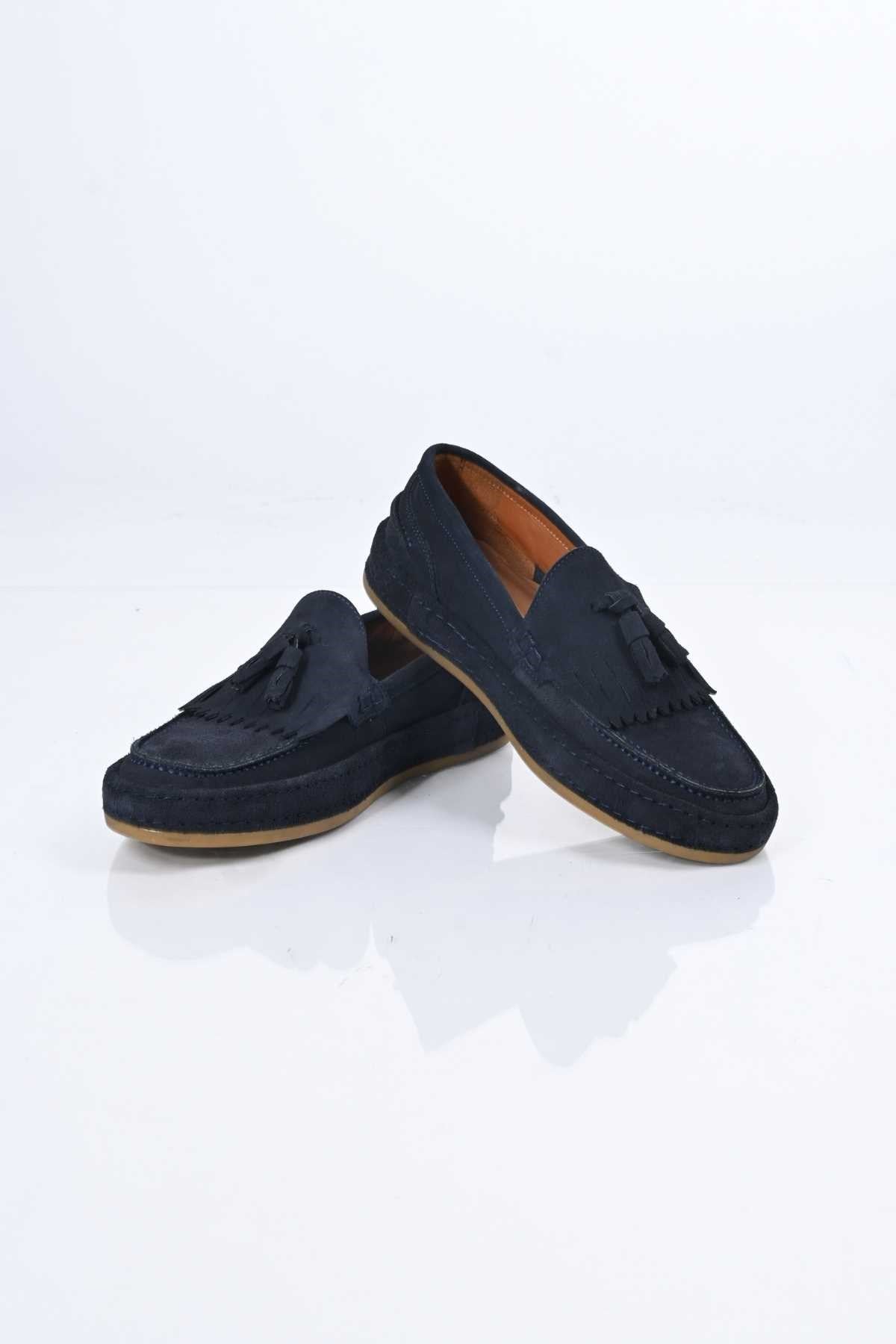 Bestello Laceless Tassel Genuine Leather Loafer with Rubber Sole 174-302 Men's Shoes