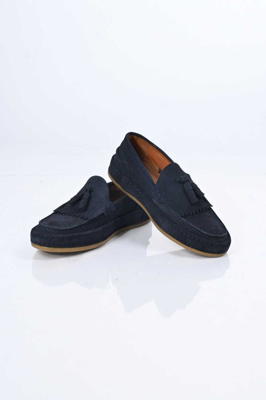 Bestello Laceless Tassel Genuine Leather Loafer with Rubber Sole 174-302 Men's Shoes