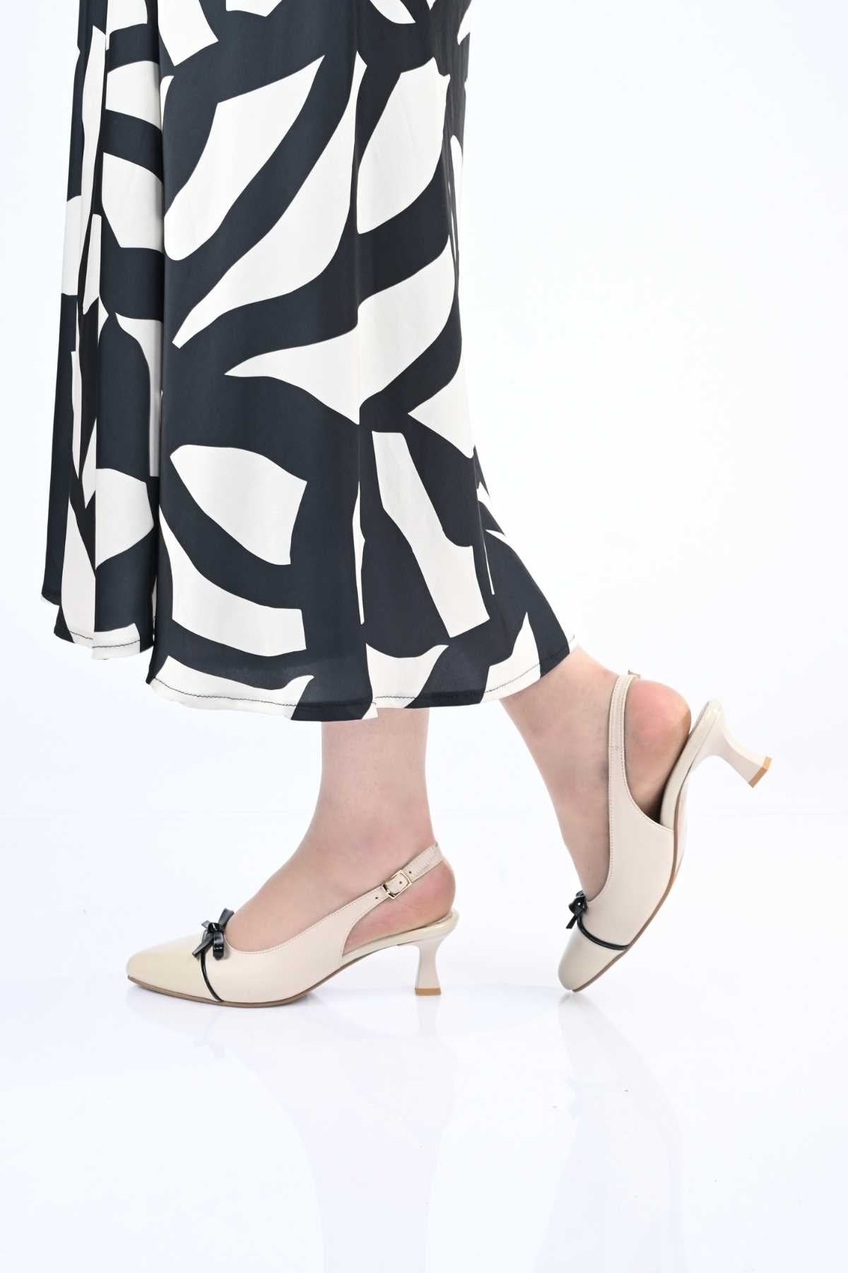 Bestello Lace-Up Bow-Detail Neolite Sole Genuine Leather Open-Back Stiletto Heeled Shoes 342-544 Women's Shoes