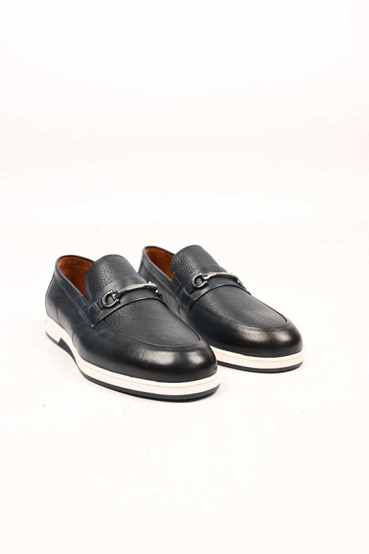 Bestello Slip-On Buckle Loafers with Thermo Sole Genuine Leather 333-5582 Men's Shoes