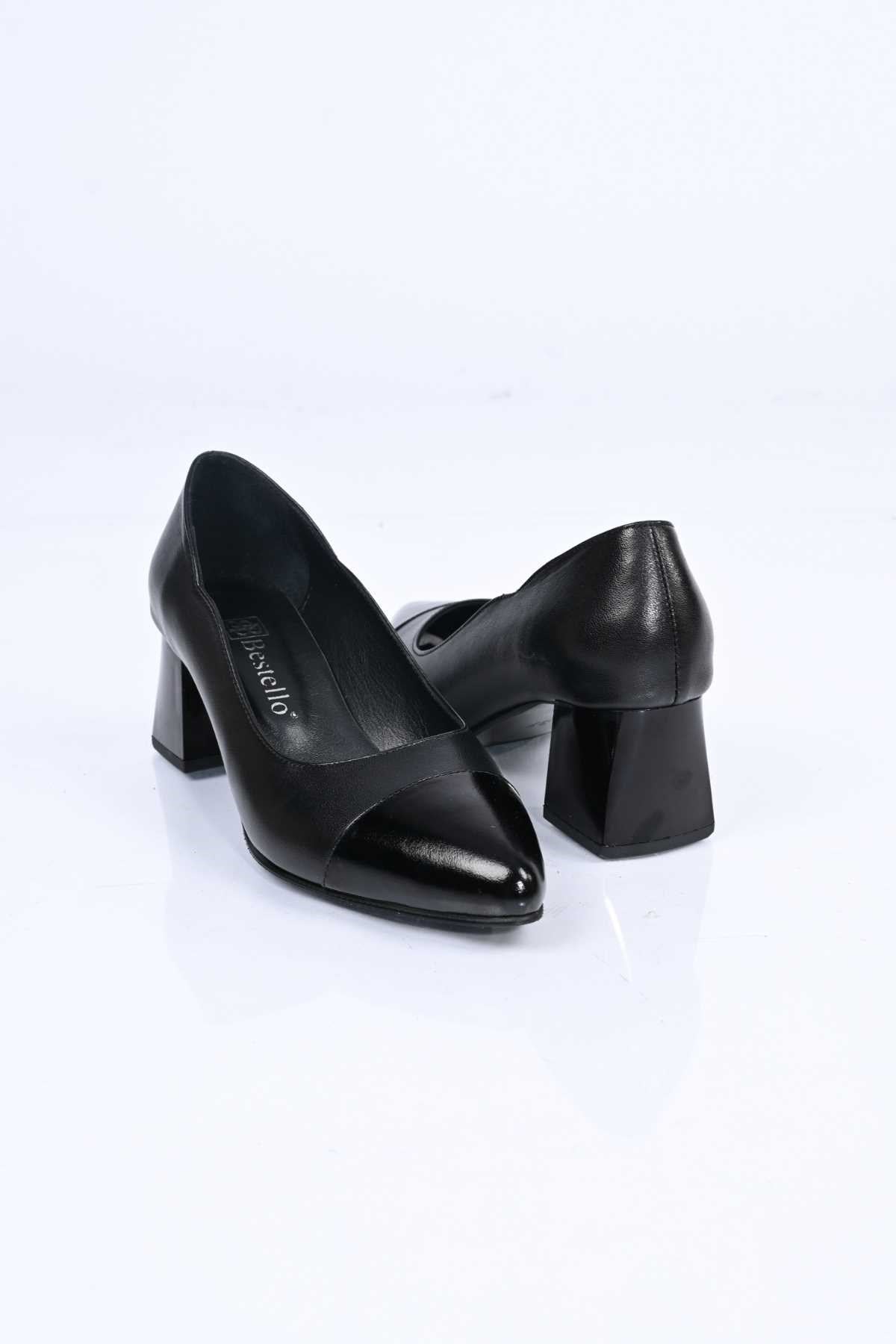 Bestello Genuine Leather Slip-On Shoes with Neolite Sole and Thick Heel 342-536 Women's Shoes