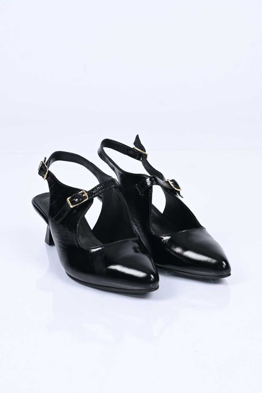Bestello Slip-On Genuine Leather Open-Back Pointed-Toe Stiletto Heel Shoes with Neolite Sole 342-561 Women's Shoes