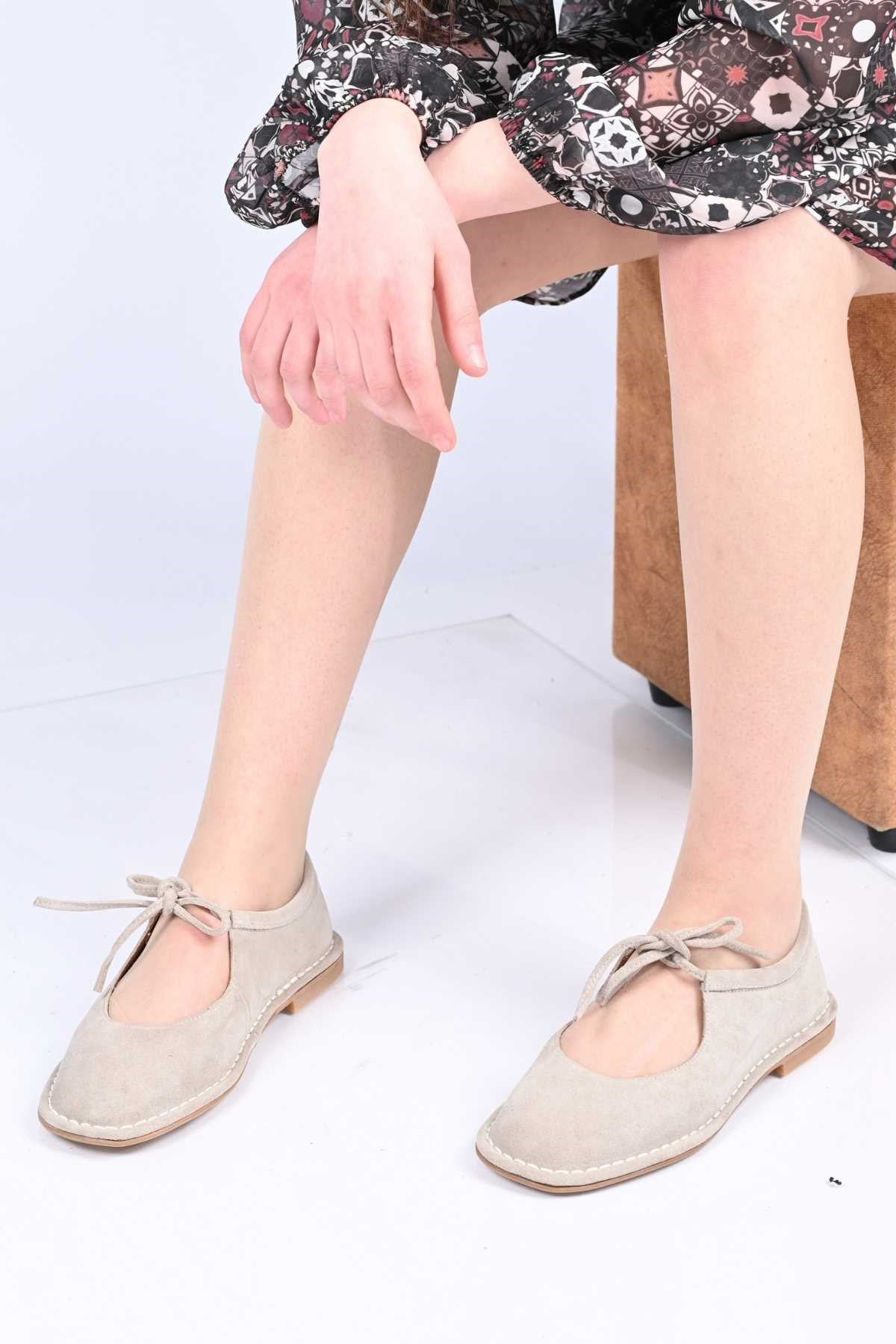 Bestello Lace-Up Genuine Leather Ballet Flats with Thermo Sole 332-25520 Women's Shoes