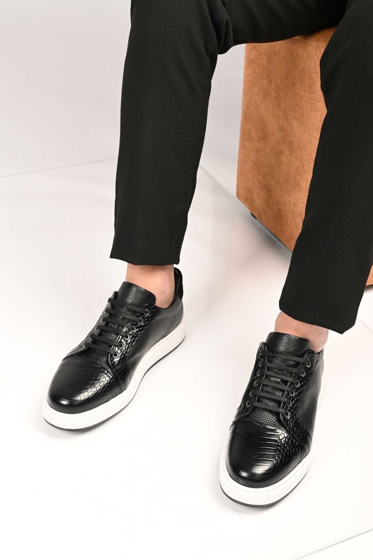 Bestello Lace-Up Genuine Leather Sneakers with EVA Sole 172-64340 Men's Shoes