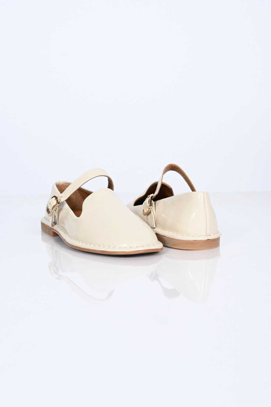 Bestello Slip-On Single-Strap Buckled Thermo Sole Genuine Patent Leather Ballet Flats 332-25512 Women's Shoes