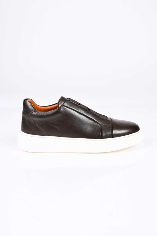Bestello Men's Genuine Leather Slip-On Sneaker with Elastic EVA Sole 174-24226