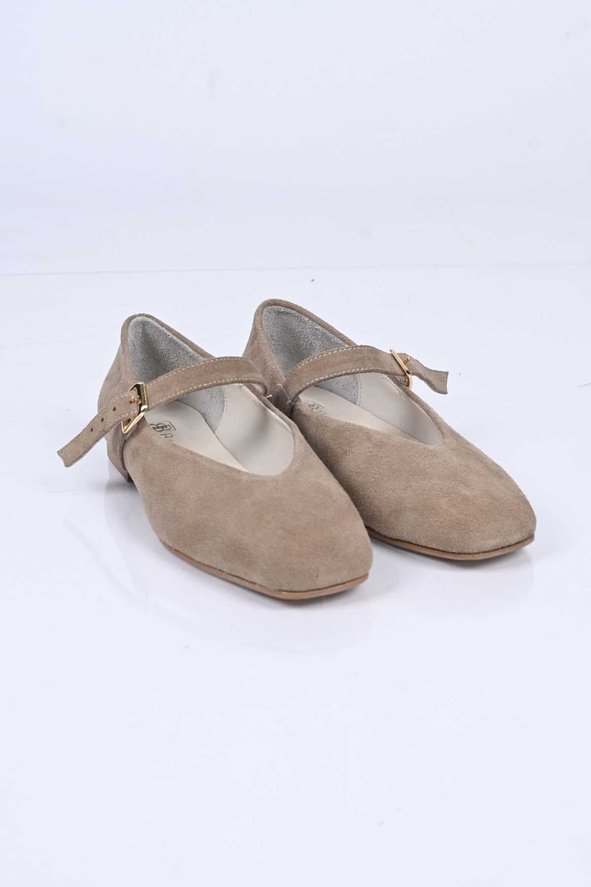 Bestello Genuine Leather Ballet Flats for Women 342-079 with Neolit Sole, Buckled Strap, and Slip-On Design