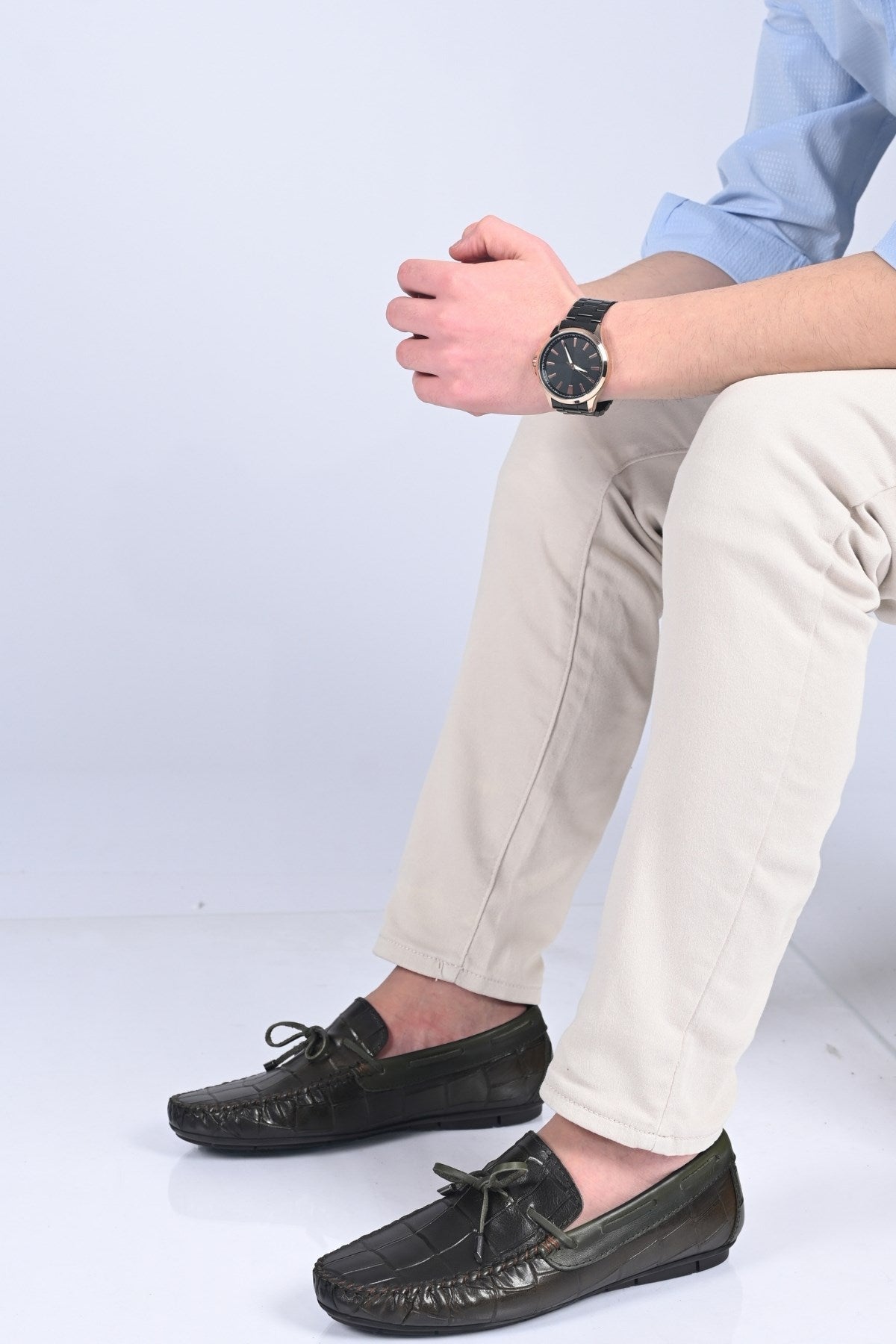 Bestello Slip-On Loafers with Bow, Genuine Leather, Polyurethane Sole, Model 028-2068-26Y Men's Shoes