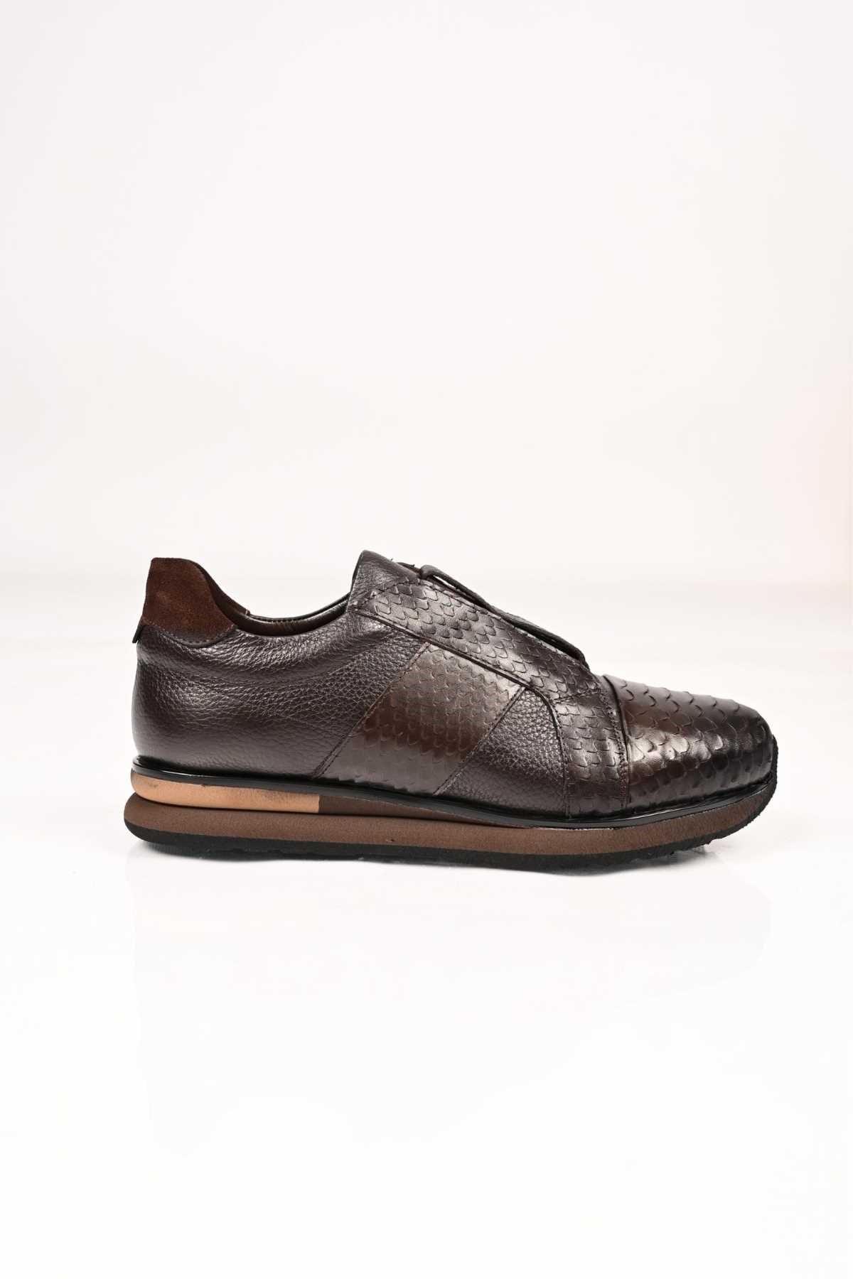 Bestello Men's Genuine Leather Slip-On Sneakers with Elastic EVA Sole 172-64300