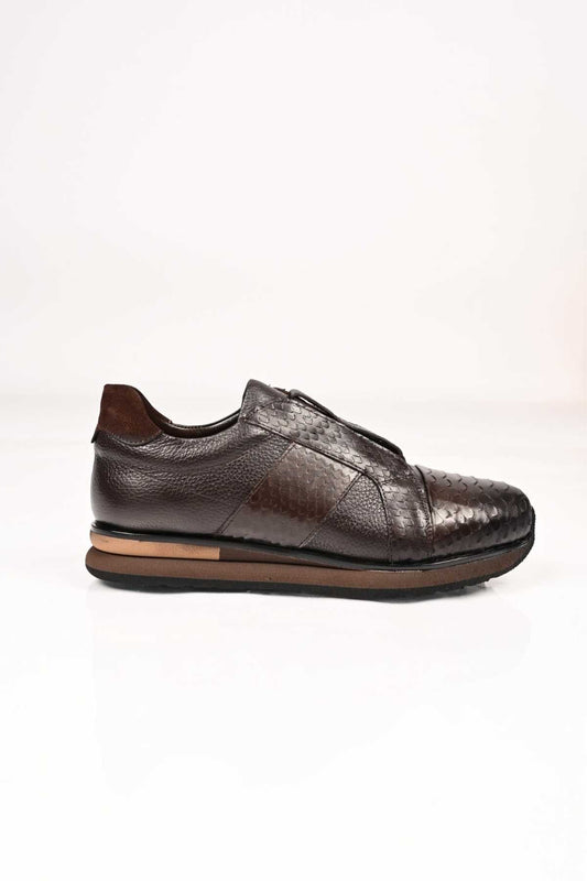 Bestello Men's Genuine Leather Slip-On Sneakers with Elastic EVA Sole 172-64300
