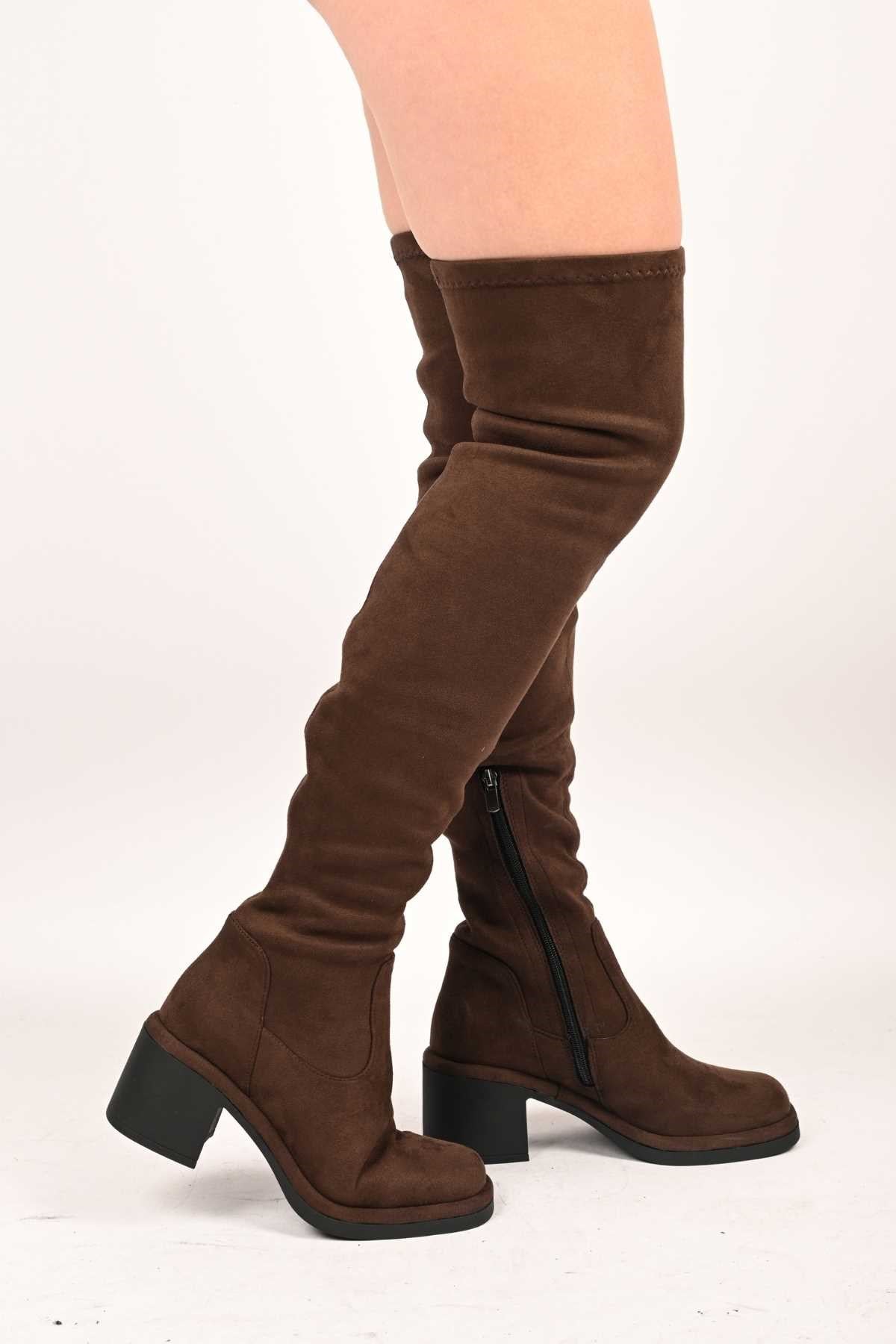 Bestello Slip-On Stretch Detail Genuine Leather Boots with Thermo Sole 336-1236 Women's Boots
