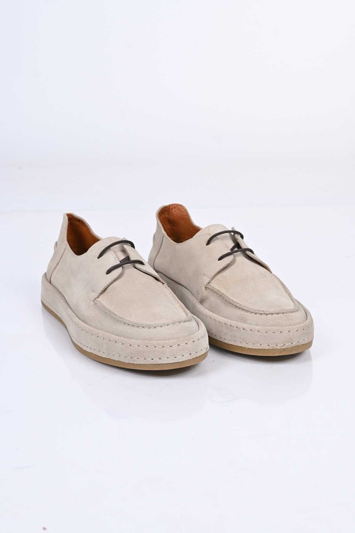 Bestello Lace-Up Genuine Leather Loafers with Rubber Sole 174-1875 Men's Shoes