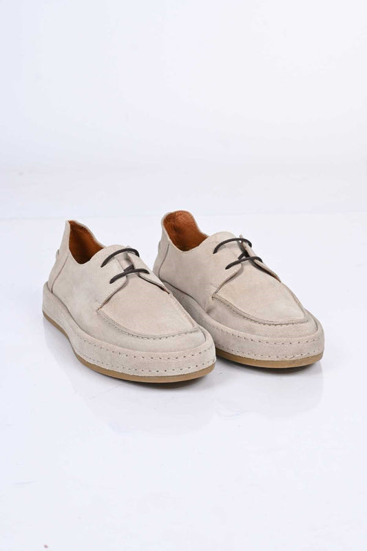 Bestello Lace-Up Genuine Leather Loafers with Rubber Sole 174-1875 Men's Shoes