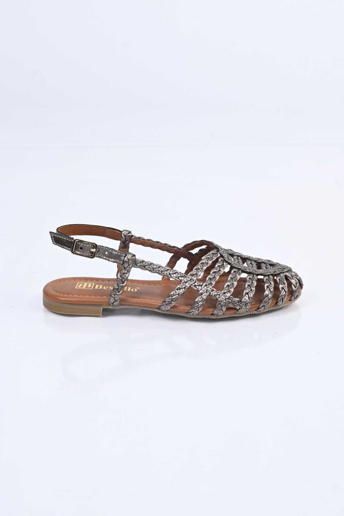 Bestello Braided TPU Sole Genuine Leather Backless Sandals 344-114-251607 Women's Sandals