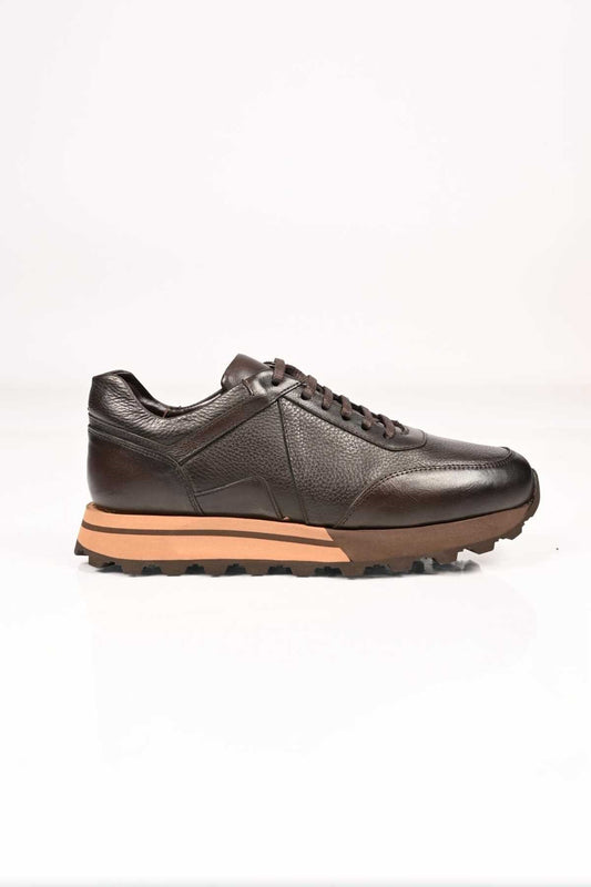 Bestello Lace-Up Genuine Leather Sneakers with EVA Sole 172-64176 Men's Shoes