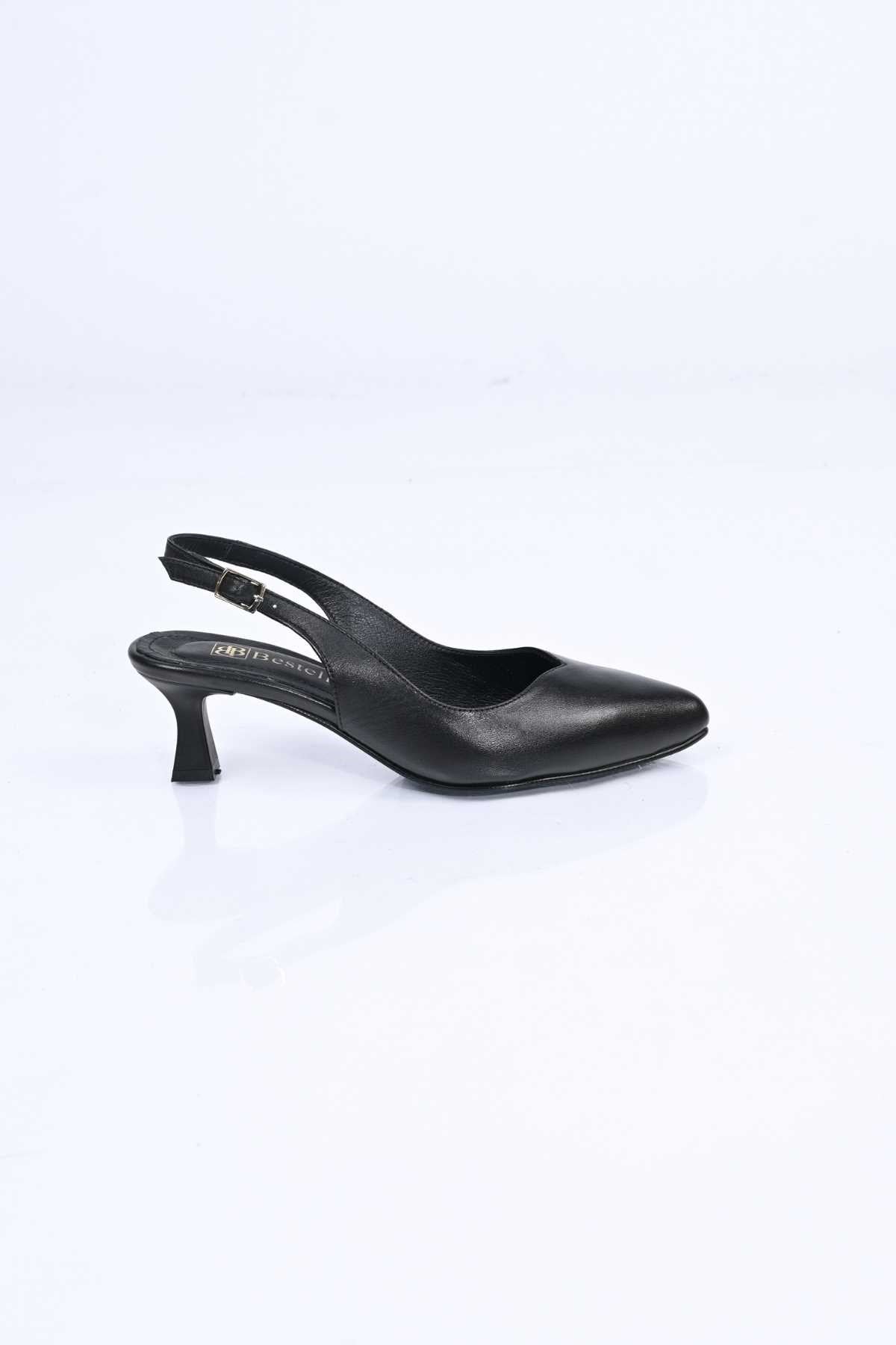 Bestello Slip-On Genuine Leather Open-Back Thin-Heeled Shoes with Neolite Sole 342-527 Women's Shoes