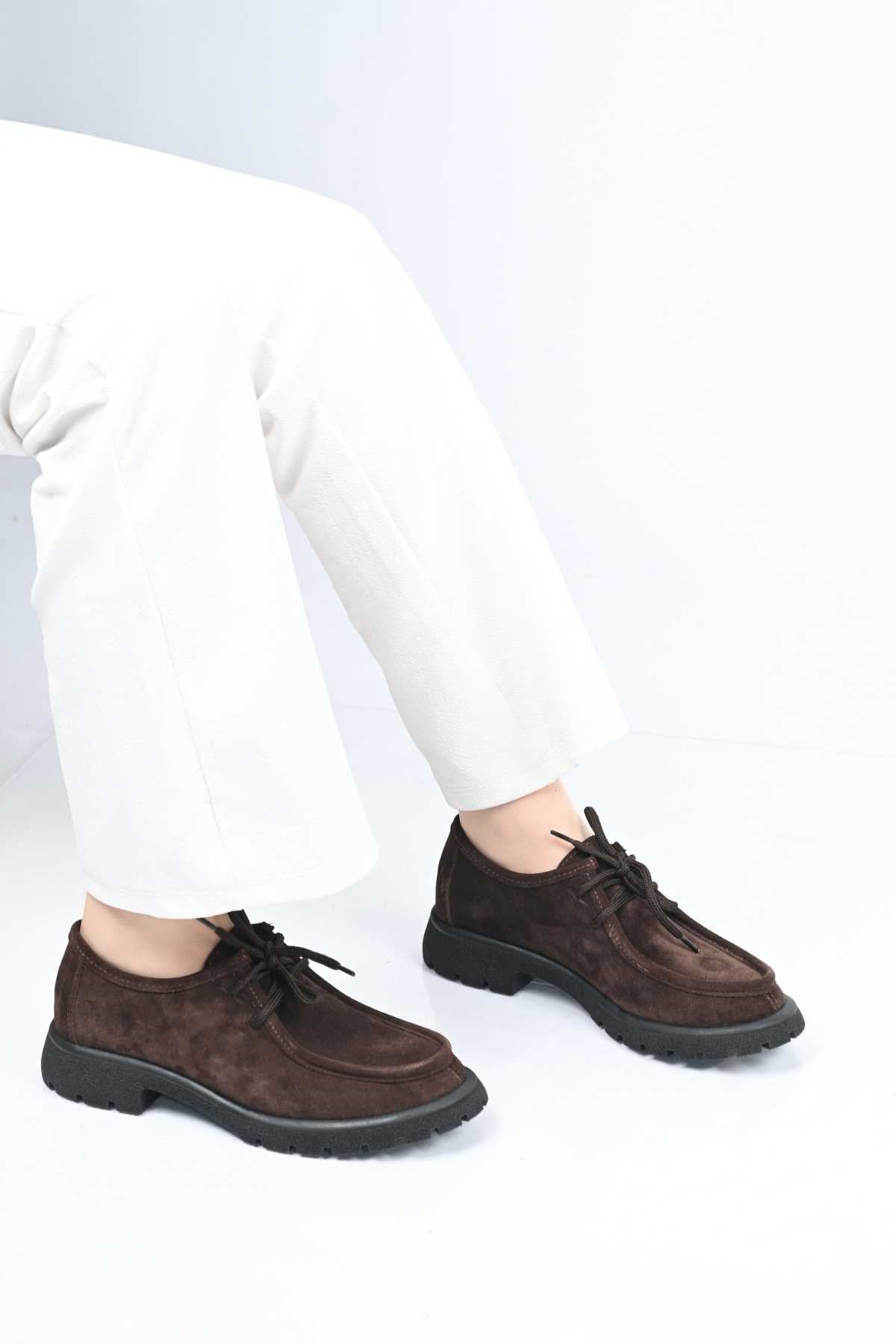 Bestello Lace-Up Genuine Leather Loafers with Thermo Sole 345-4247 Women's Shoes