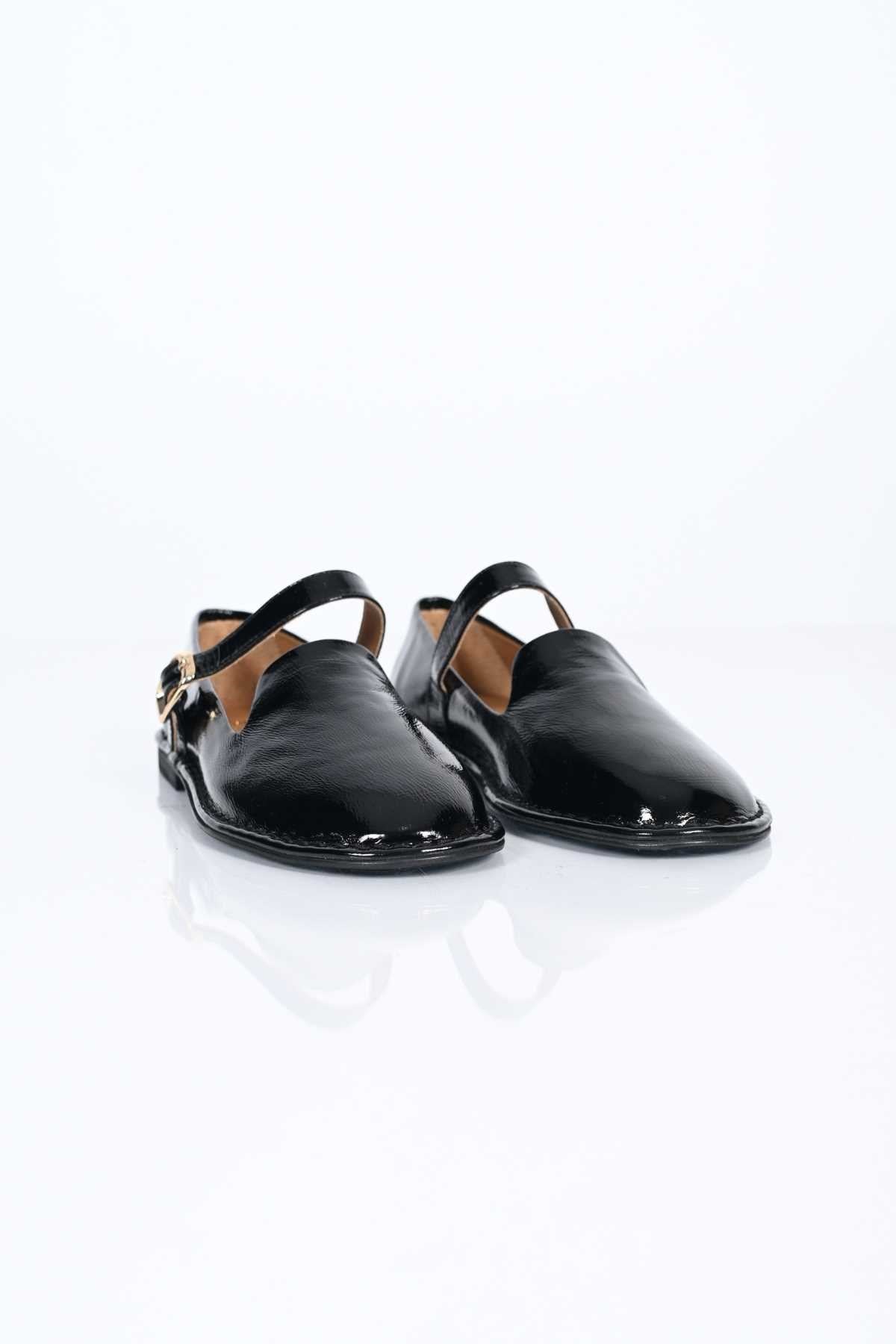 Bestello Slip-On Single-Strap Buckled Thermo Sole Genuine Patent Leather Ballet Flats 332-25512 Women's Shoes