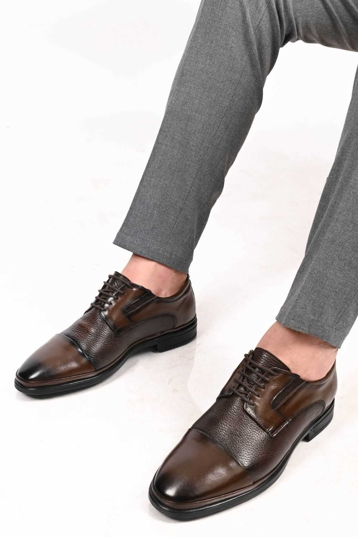 Bestello Lace-Up Genuine Leather Comfort Shoes with Rubber Sole 333-1490 Men's Shoes