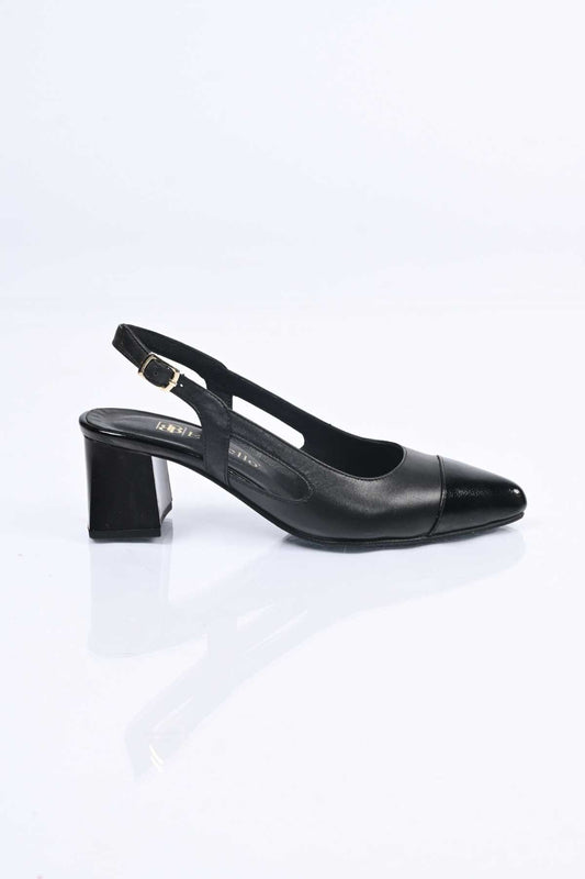 Bestello Genuine Leather Backless Chunky Heel Shoes with Neolite Sole, Slip-On, Women's Shoes 342-535