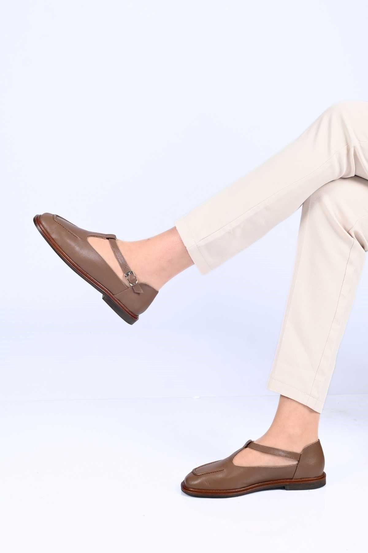 Bestello Women's Genuine Leather Everyday Slip-On Shoes with Belt Buckle Detail and Jurdan Sole 332-26121