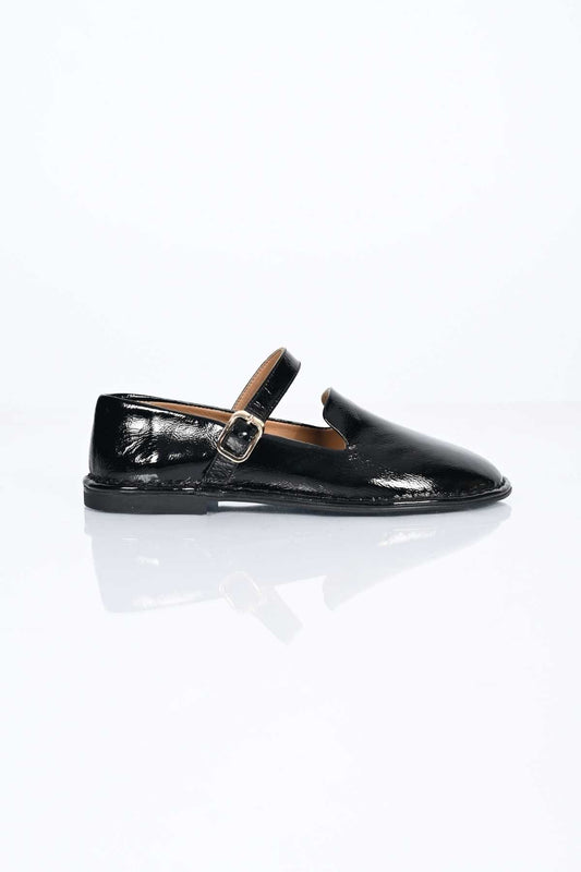 Bestello Slip-On Single-Strap Buckled Thermo Sole Genuine Patent Leather Ballet Flats 332-25512 Women's Shoes