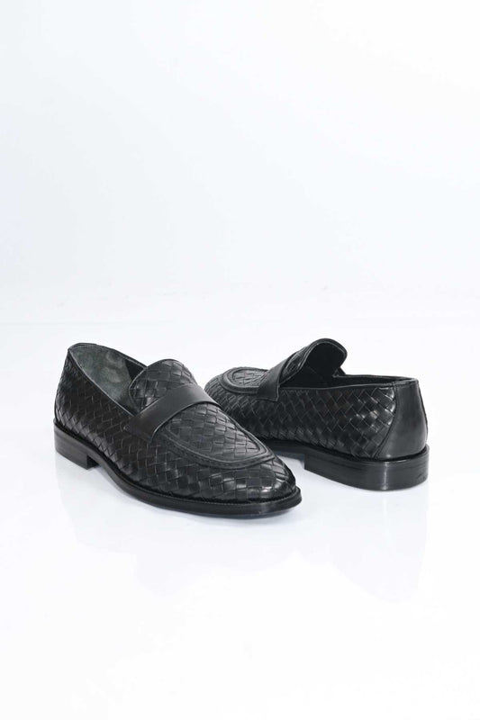 Bestello Men's Slip-On Woven Genuine Leather Classic Shoes with Neolite Sole 333-2358 Men's Shoes