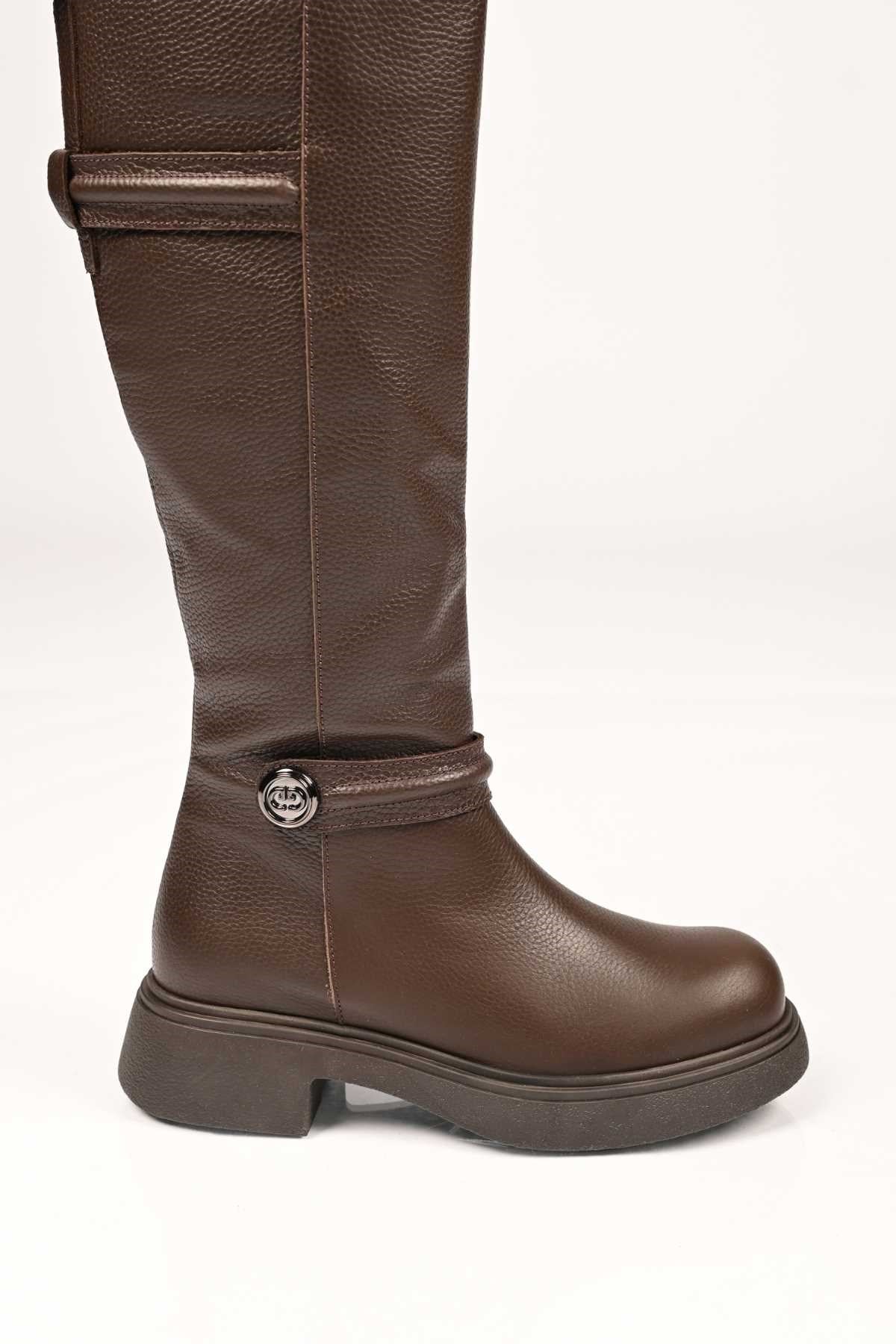 Bestello Women's Genuine Leather Boots with Thermo Sole, Slip-On and Zipper, Model 334-2000