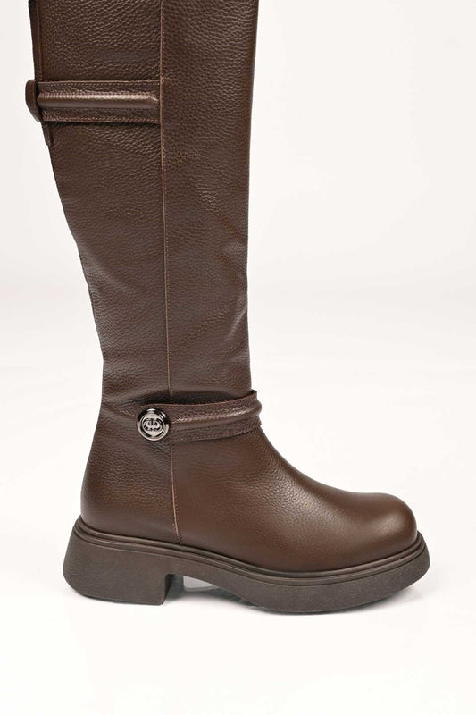 Bestello Women's Genuine Leather Boots with Thermo Sole, Slip-On and Zipper, Model 334-2000