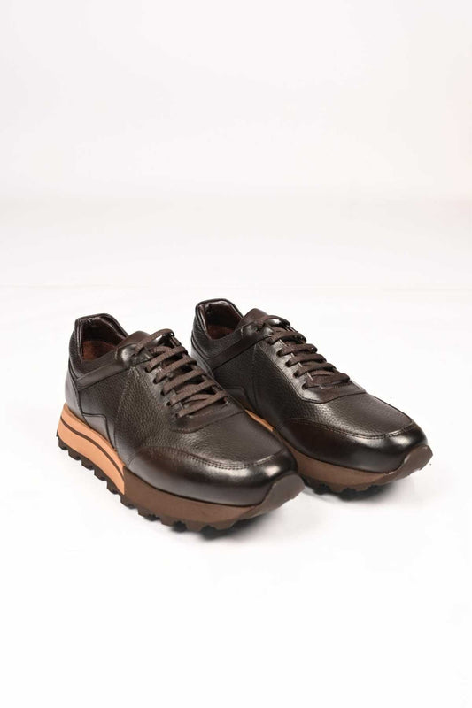 Bestello Lace-Up Genuine Leather Sneakers with EVA Sole 172-64176 Men's Shoes